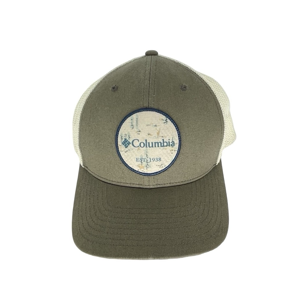 Columbia Unisex L/XL Olive Green Mesh Trucker Hat Flexfit Outdoor Hiking Cap